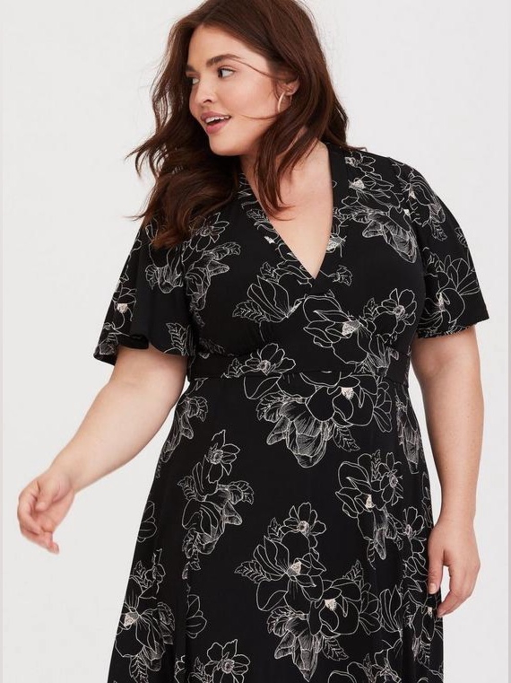 Torrid BLACK FLORAL JERSEY KNIT MIDI DRESS Sz 3X - Picture 3 of 12